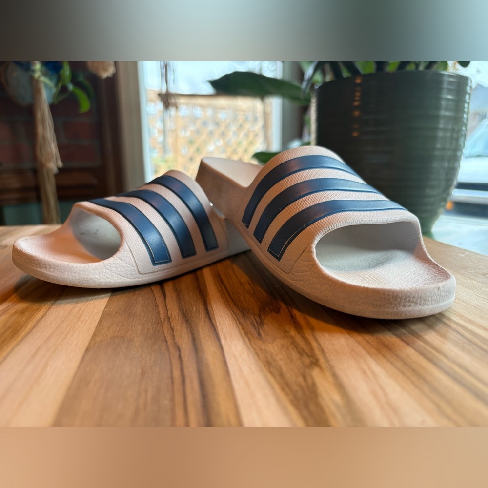 adidas Kids White and Blue Sandals